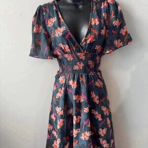La Ligne Strapless Floral Dress - Black and Pink